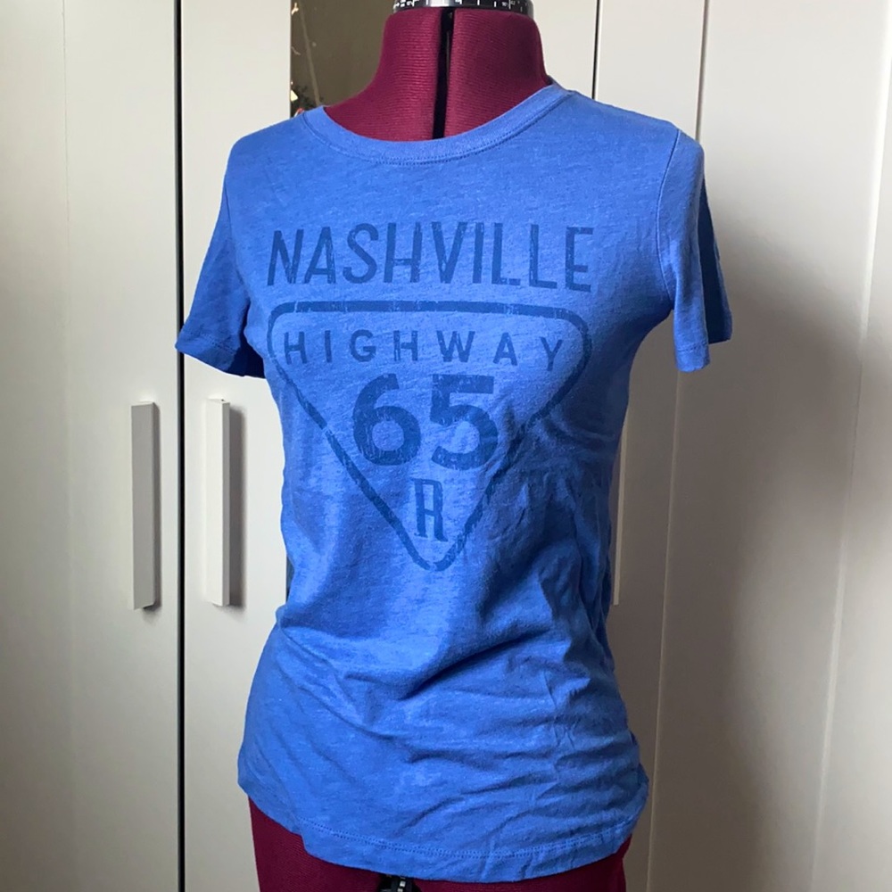 Next Level Apparel Women's Blue Nashville Highway 65 Graphic Tee